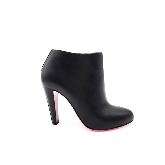 Christian Louboutin Bobsleigh Black 100 Leather Heeled Ankle Zip Booties EU 37.5 - Picture 2 of 11